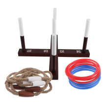 1Set Durable Wooden Ring Toss Lawn Game for Parties