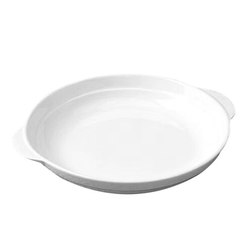 2Pcs White Ceramic Baking Pans Double Handle for Kitchen Oven Use 2