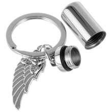 3Pcs Silver Titanium Steel Pet Cremation Key Chain Mini Urn Pendant