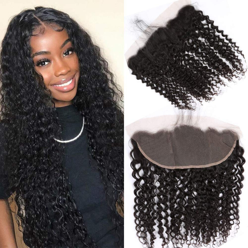 Unisex Black Brazilian Curly Human Hair Lace Frontal 13X4 Transparent Jerry Curl Wig 100% Virgin Hair Natural