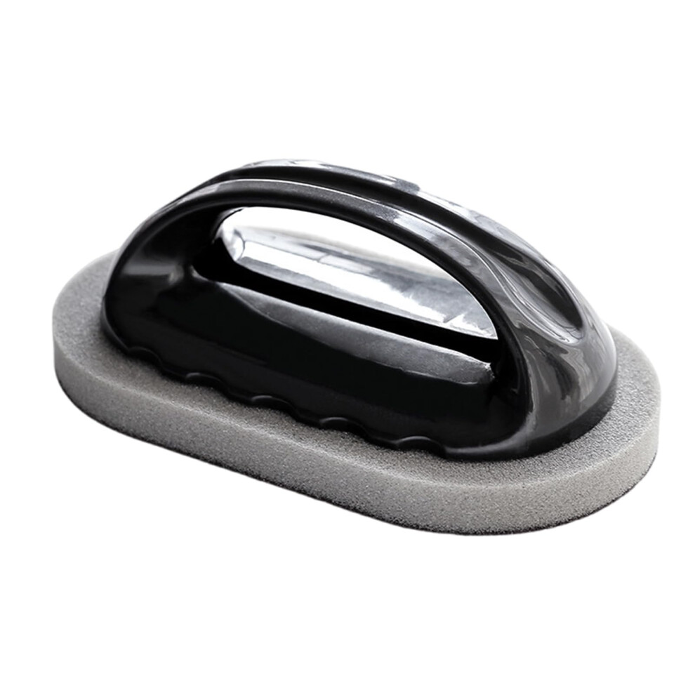 Black Emery Sponge Scrubber With Ergonomic Grip Handle For Stubborn Stain Removal In Kitchen And Bathroom