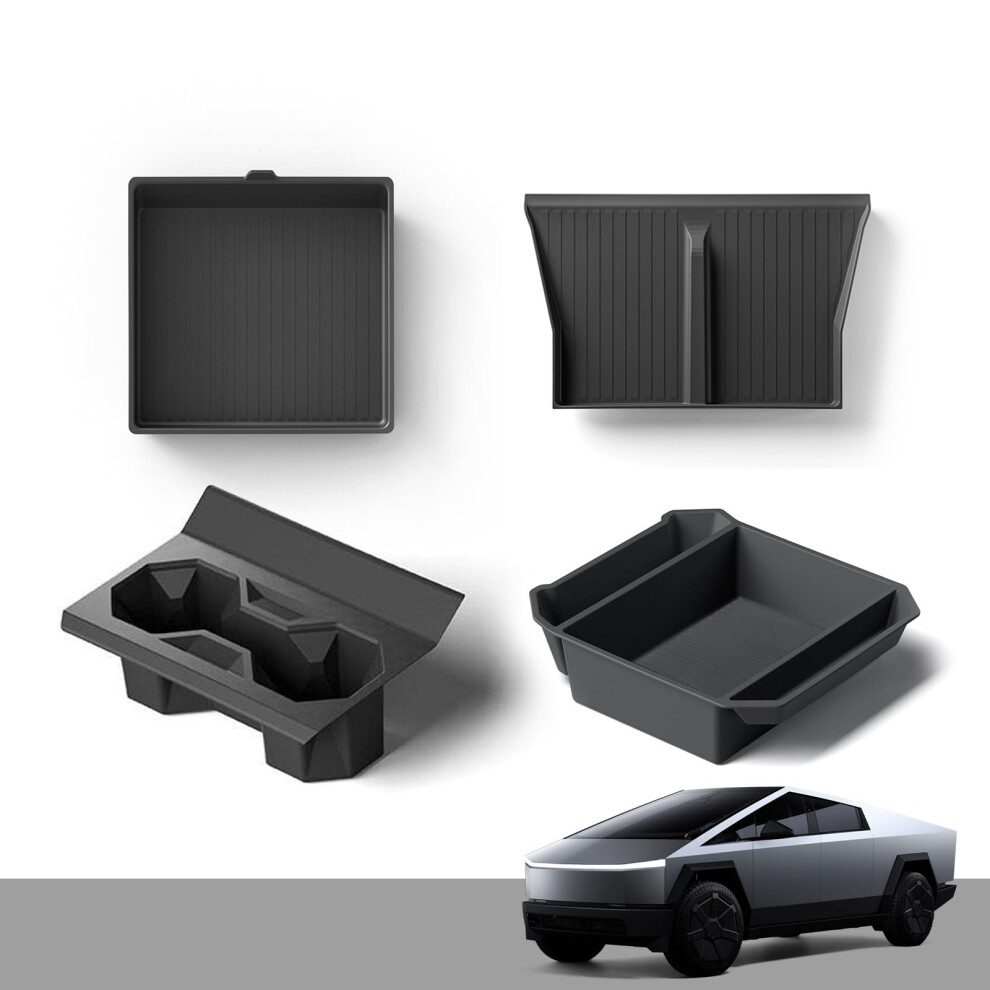 Center Console Organizer Set With Cup Holder Insert And Armrest Tray For Tesla Cybertruck 9113335624634