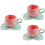 3Sets Decorative Pink Coffee Mugs with Saucer Ceramic 6