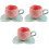 3Sets Decorative Pink Coffee Mugs with Saucer Ceramic 3