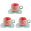 3Sets Decorative Pink Coffee Mugs with Saucer Ceramic 2