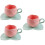 3Sets Decorative Pink Coffee Mugs with Saucer Ceramic 7