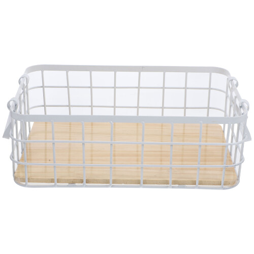 2Pcs White Wire Mesh Basket Small Metal Organizer for Kitchen 1