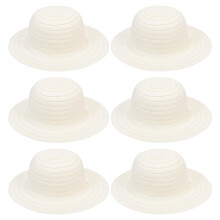 12Pcs Durable Beige Straw Hats for Kids DIY Graffiti and Painting