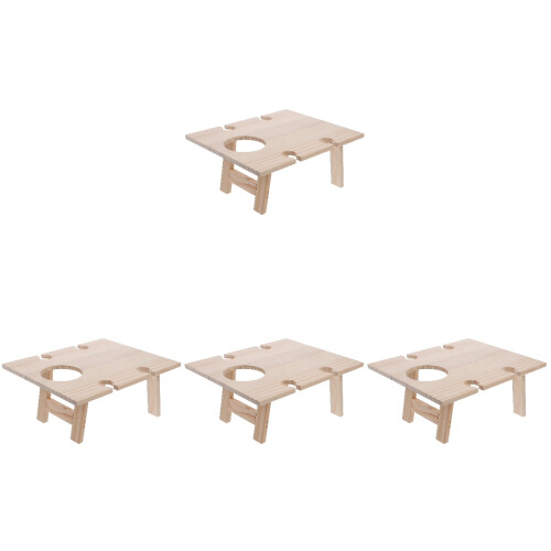 4pcs Folding Wine Table Wooden Mini Wine Rack 1