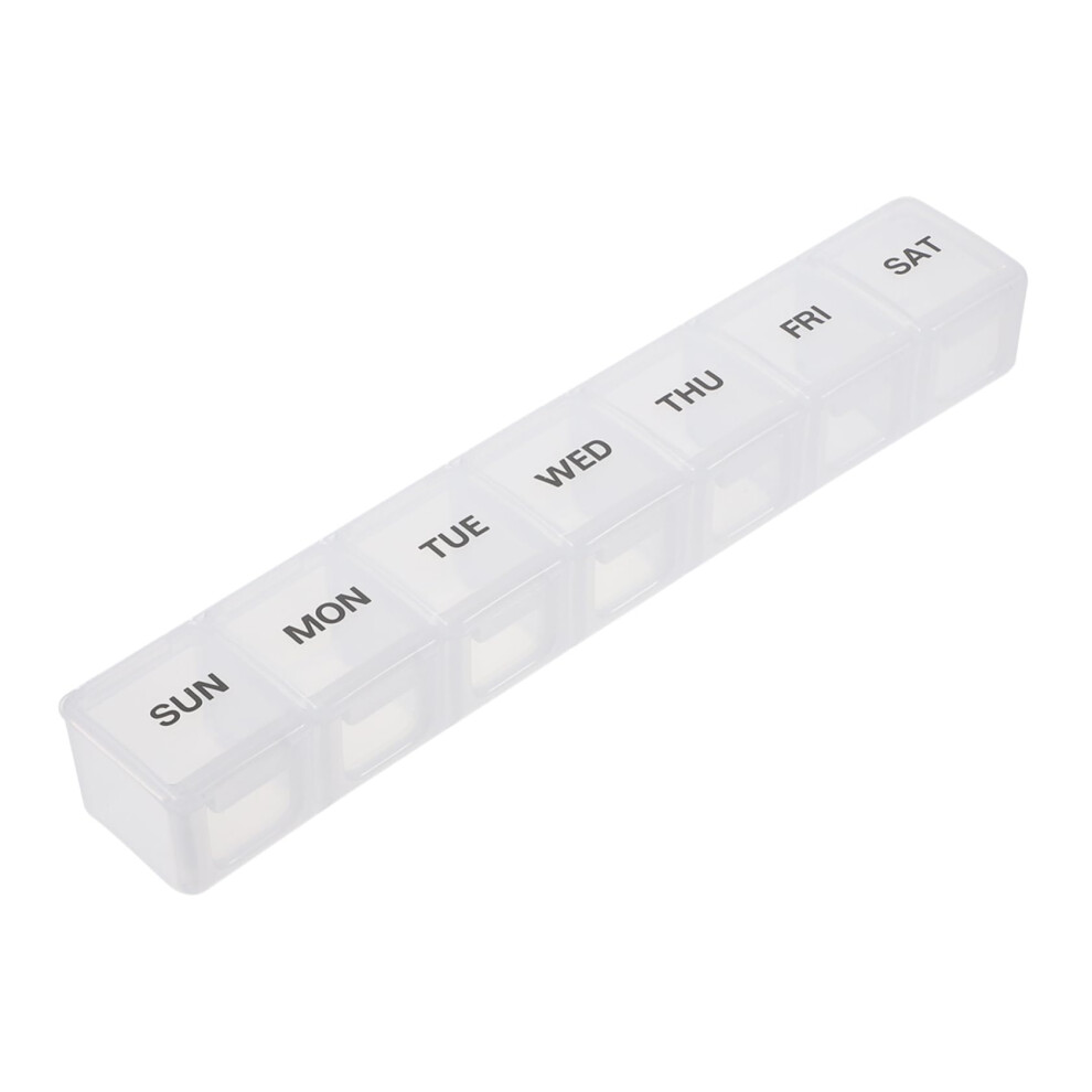 White 2Pcs Weekly Pill Organizer With Multiple Compartments Durable Travel Medicine Dispenser