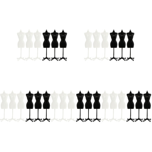 30Pcs Compact Mini Mannequin Model Durable Doll Skirt Stand Black 2