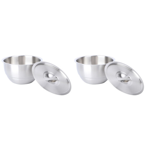 2Pcs Silver Stainless Steel Steamed Egg Bowls Kitchenware 2