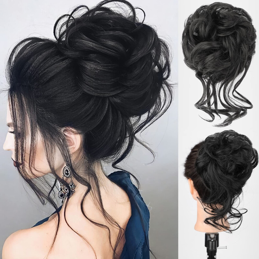 Messy Bun Hair Piece for Women, Curly Wavy Synthetic Hair Bun Extension, 2#