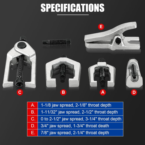 5pcs Ball Joint Separator and Tie Rod End Puller Set, HeavyDuty Front End Service Tool Kit Blue 1