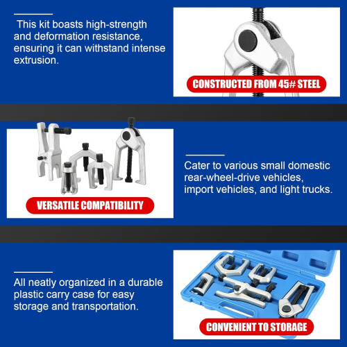 5pcs Ball Joint Separator and Tie Rod End Puller Set, HeavyDuty Front End Service Tool Kit Blue 2