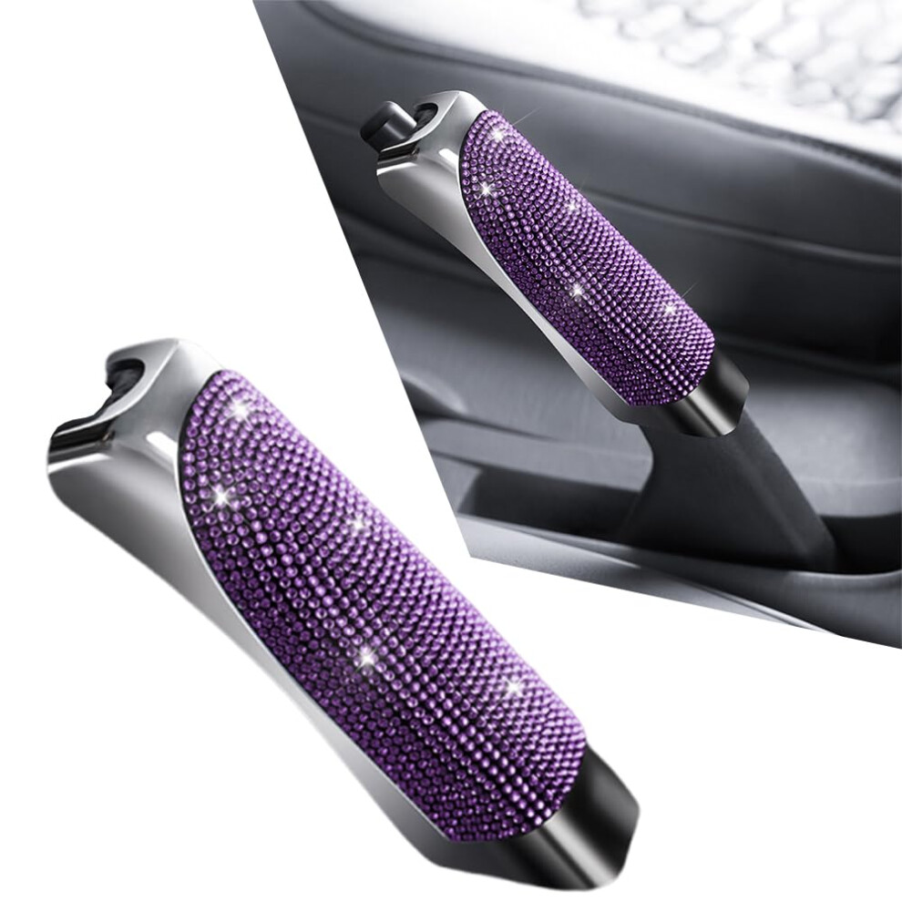 Universal Car Handbrake Cover With Sparkling Rhinestones, Luxury Antislip Interior Upgrade Purple 9113335625143
