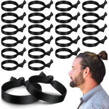 36 Pcs Men's Hair Ties No‑Crease Elastic Bands for Thick Long Hair, Strong Knotted Black Ponytail Holders