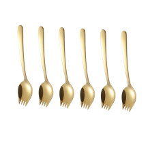 12Stk Metall Gabel Löffel Goldfarbend Robust Multifunktional Für
