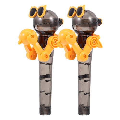 4Pcs Black Plastic Lollipop Holder Toy Creative Robot Candy Storage 1