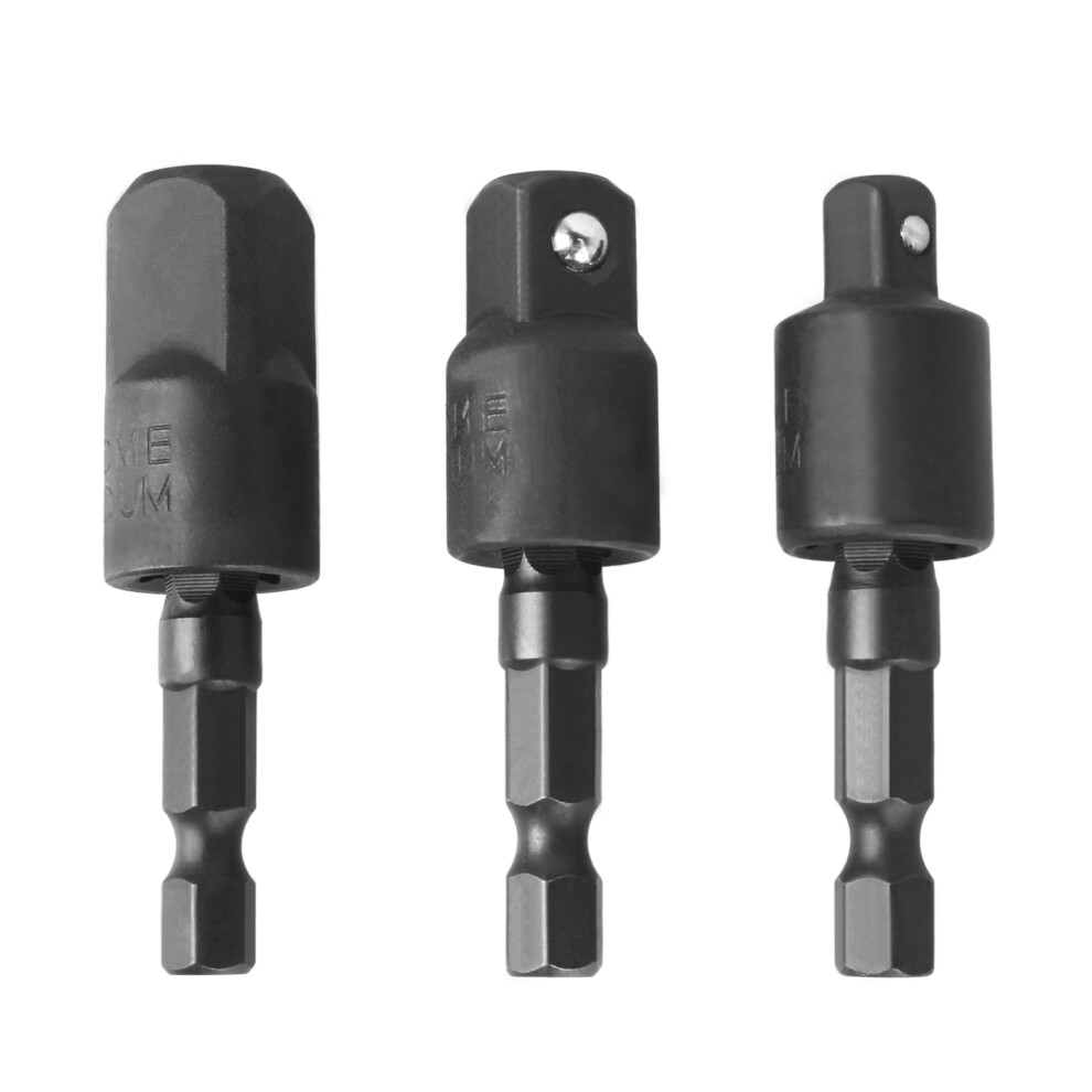 Impact Driver Socket Adapter Set 360 Rotatable Hex Shank Drill Extension 1/4 3/8 1/2 Inch 3Pcs 9070919832345