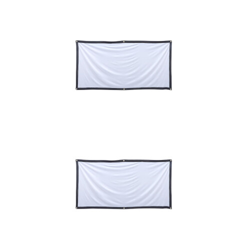 2Pcs Foldable White Polyester Projector Screen Portable Indoor Outdoor 2