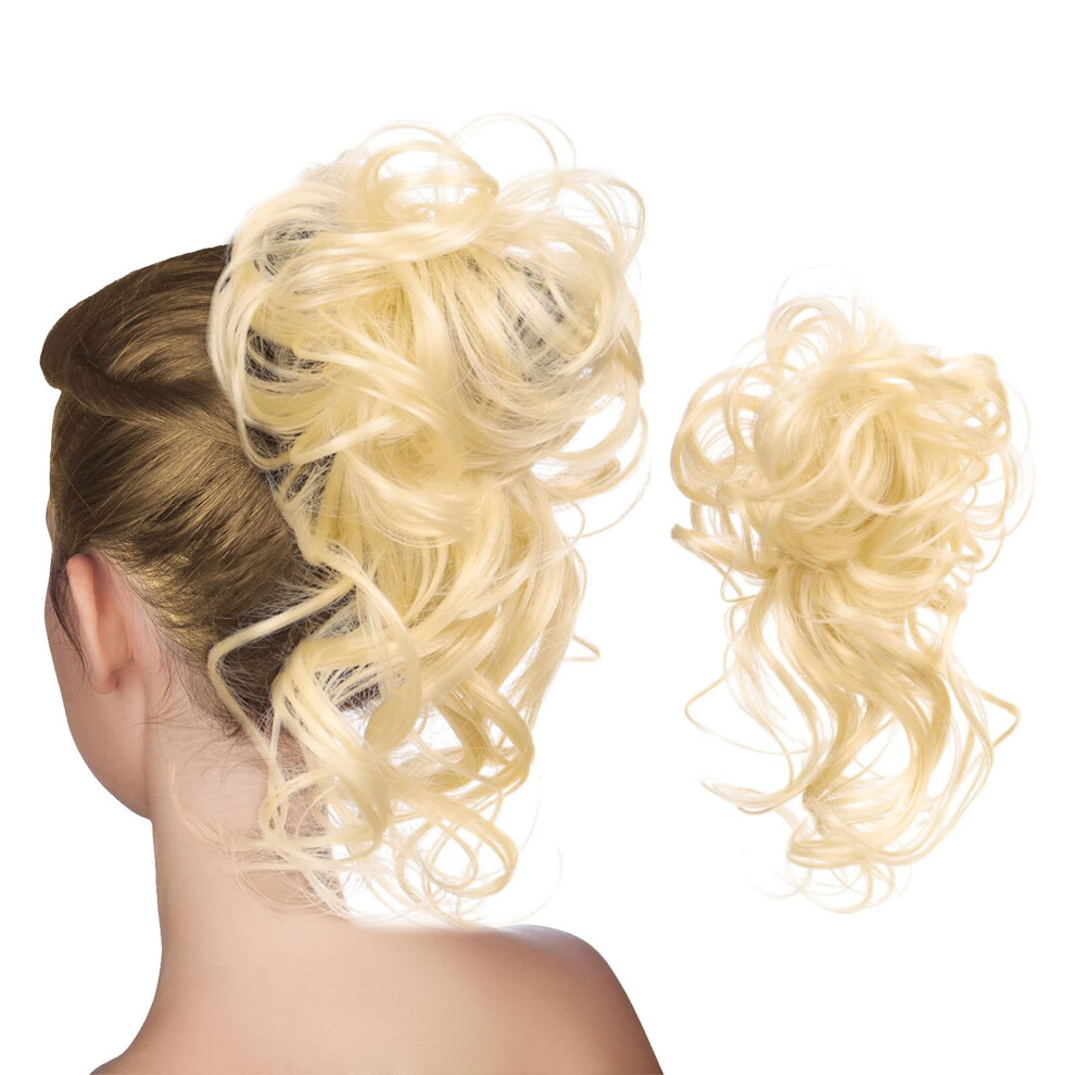 Messy Hair Bun Extension for Women, Tousled Updo Synthetic Hair Piece with Elastic Band 102#