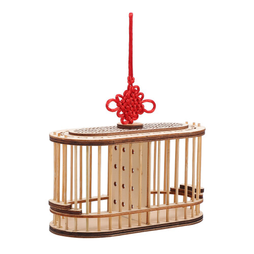 2 Pcs Double Lattice Wooden Grasshopper Cage