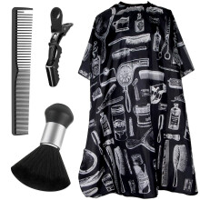 Professional Barber Cape Set with Neck Duster Brush, Anti Static Waterproof Hair Cutting Cape, Floral Print