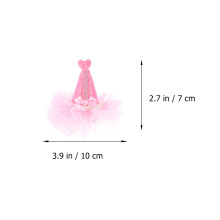 3Pcs Soft Pink Dog Headwear Hat Design Decorative Hair Pins