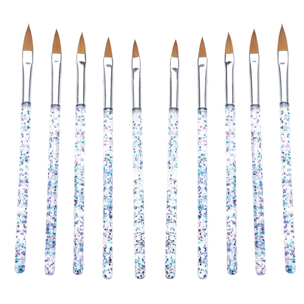 Inoomp 20Pcs Sky-Blue Nail Pen Brush Long Handle Durable Nail Art Supplies