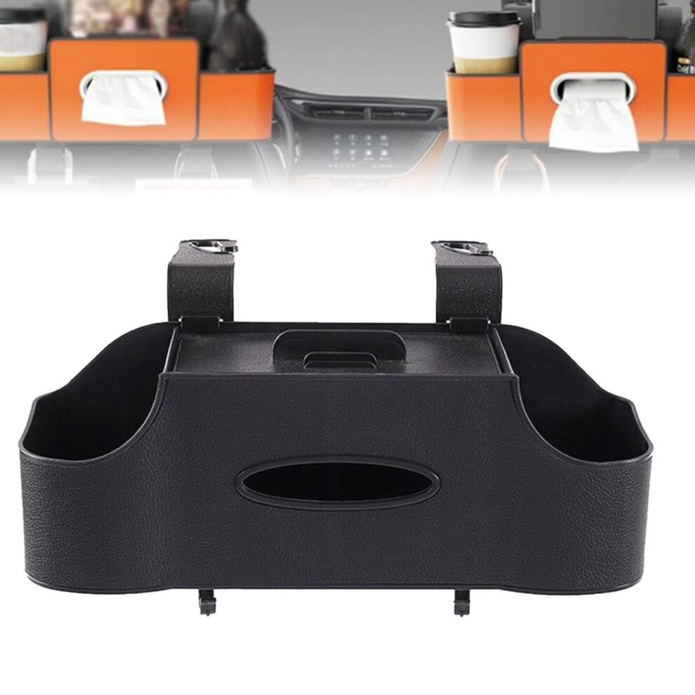 Car Seat Organizer With Dual Cup Holders And Hooks, Back Seat Storage Box For Snacks And Drinks, Black 9113335625921