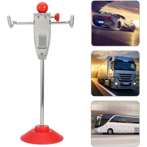 Universal Car Alignment Rack with Adjustable Steering Wheel Holder, Durable Iron, Red Silver Finish 2