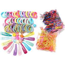 500 Piece Hair Accessories Set for Girls, Candy Color Hair Clips and Rubber Bands with Cute Rabbit Storage Box