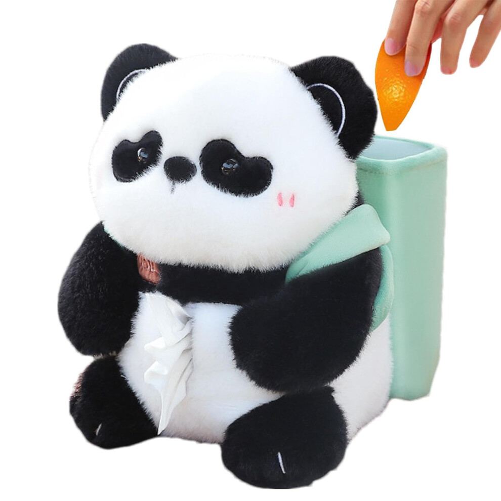 Car Tissue Holder Cute Plush Panda, 2 In 1 Car Tissue Box And Trash Can, Armrest Organizer For Suv Truck 9113335626270