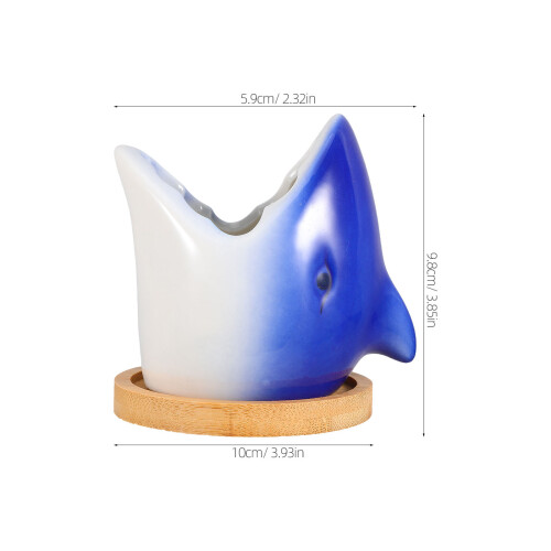 2Pièces Cache-Pot Bleu Durable En Céramique Pour Succulentes 1