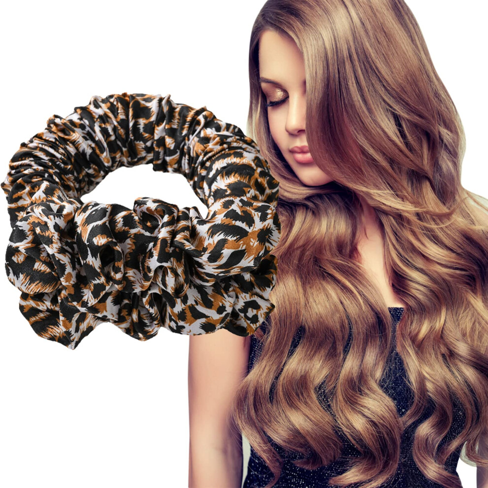 Leopard Heatless Curling Headband for Long Hair, Soft Cushioned No Heat Hair Curler for Overnight Styling