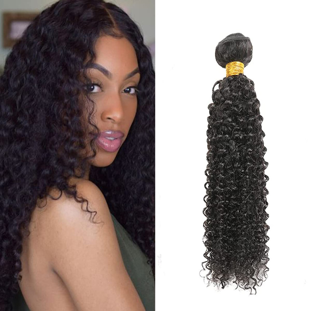 Unisex Black Brazilian Virgin Kinky Curly Hair Bundles 8A Unprocessed Human Hair Weave Natural 14 Inch