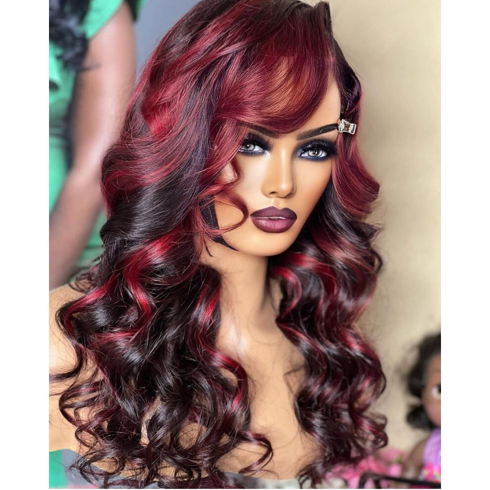 Unisex 13X4 Silk Base Human Hair Lace Front Wig 16 Inch 1B/99J Body Wave, Virgin Remy, Realistic Scalp Design