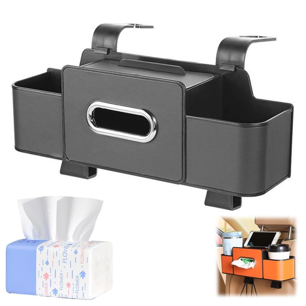 3In1 Car Backseat Organizer With Tissue Box, Cup Holder And Hooks, Multifunctional Storage Box 9113335626751