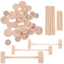 2Sets Holzspielzeugräder Khaki Für Bastler Mit - Und Kurzstäben