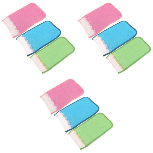 9Pcs Shower Bath Gloves Exfoliating Rayon Scrubber Assorted Colors 2