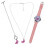 4Sets Polshorloge PU Sieraad Set Roze 2