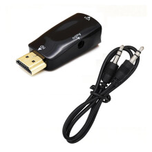 HDMI to VGA Adapter with Audio, GoldPlated Connectors, Nylon Braided Cable for Laptop TV Projector