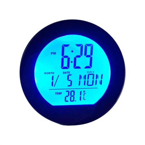 Car Digital Thermometer Clock with Solar Power, Automatic Backlight, Indoor Outdoor Temperature Display