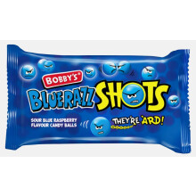 24 x 45g Bags of Bobbys Blue Razz Shots