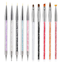 Professional Nail Art Brush Set and Dotting Tools for Acrylic Gel Design, 10pcs Manicure Painting Kit