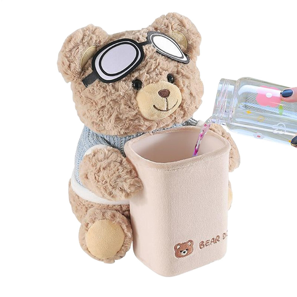 Car Tissue Holder Cute Plush Bear With Trash Can AntiâShake Straps Easy Refill For Vehicle Interior 9070919834530