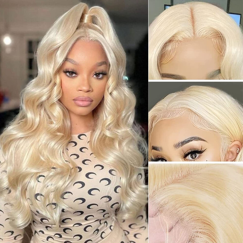 Unisex 613 Blonde Hd Lace Front Wig Human Hair Body Wave 13X4 Pre Plucked Bleached Knots With Baby Hair