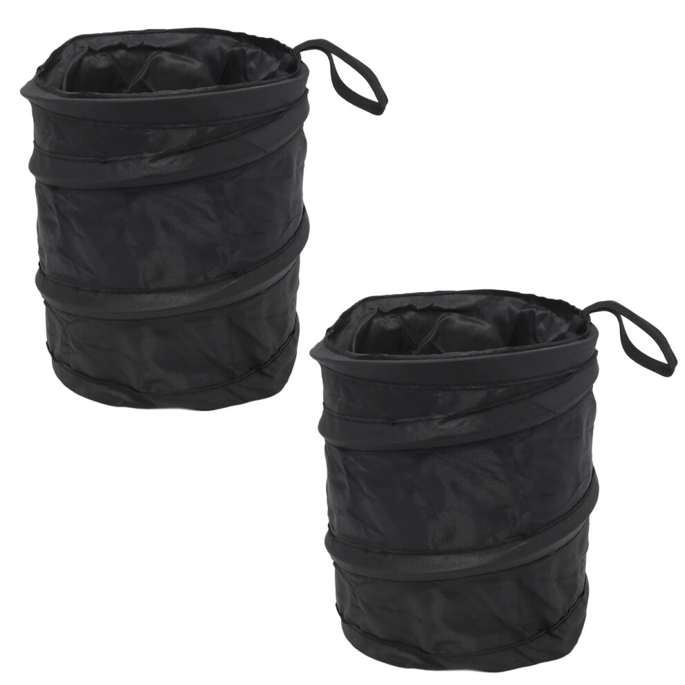 2 Pack Collapsible Car Trash Can, Waterproof Popup Garbage Bin With Velcro For Suv, Truck, Black 9070919835056