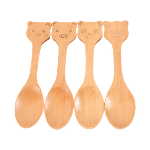 12Stk Nanmu Holz Löffel Beige Mini Eiscreme Löffel